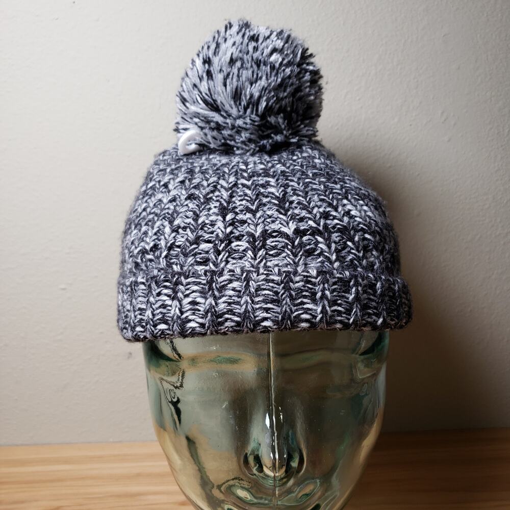 Rebecca Minkoff Women's Knit Pom Pom Puff Beanie Hat Black White Winter Cozy